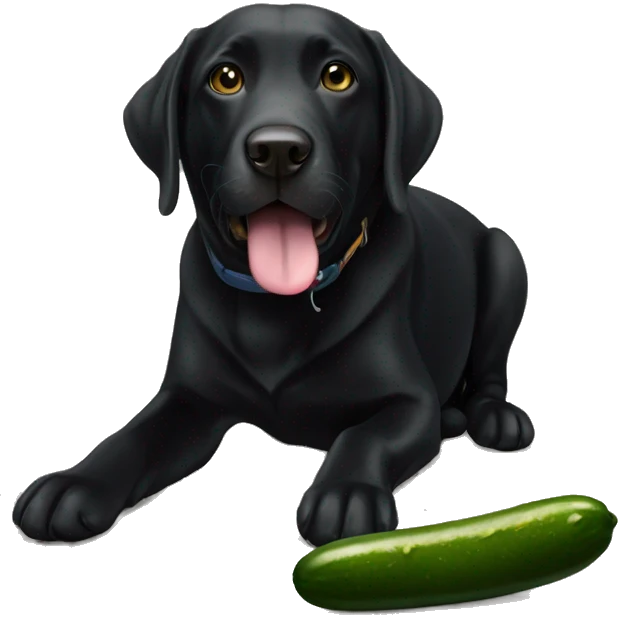 Black lab eating a pickle emoji