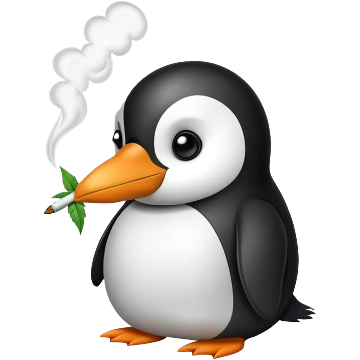 Penguin smoking weed emoji
