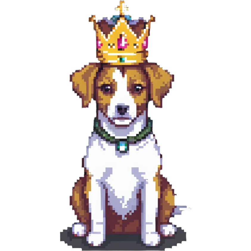 dog wearing a crown, sitting pose emoji