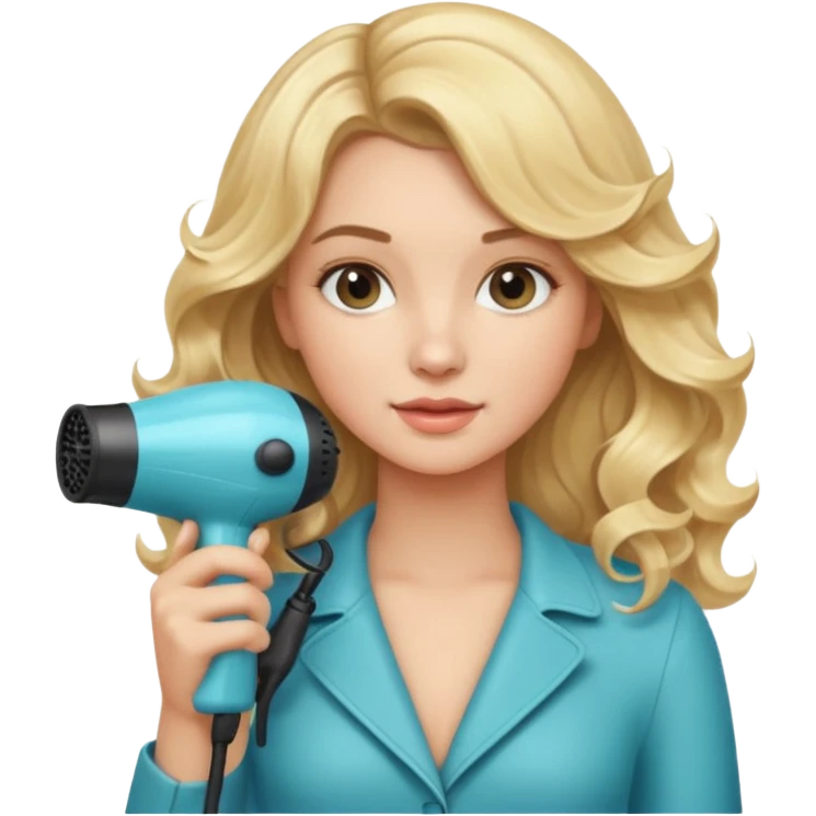 Pretty blonde girl with wavy hair holding a Blow dryer  emoji