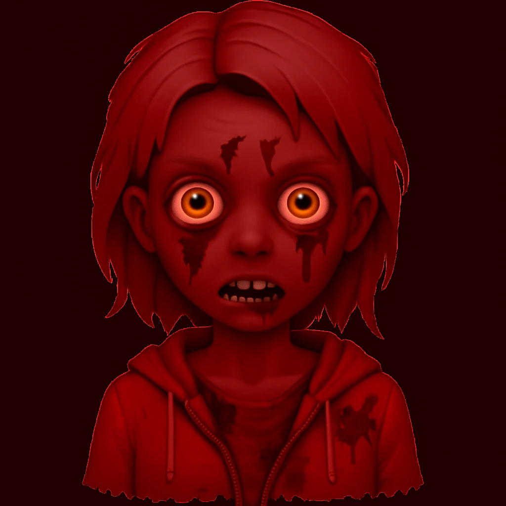 zombie girl emoji in red emoji