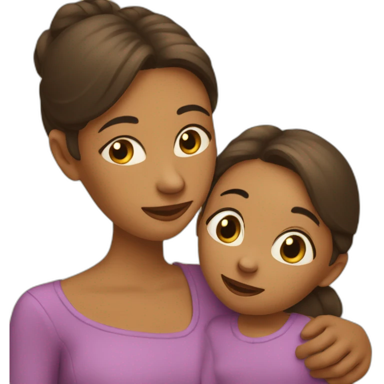 maman qui fait un calin à sa fille emoji