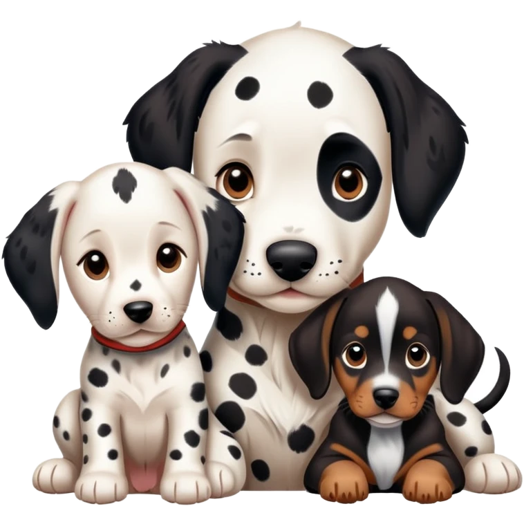 1 Dalmatian adult + 1 dobermann puppy emoji