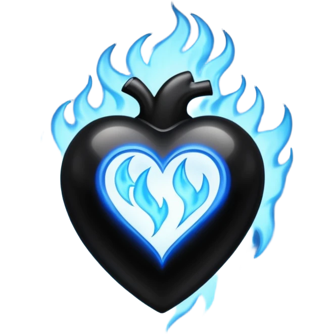 make exactly the emoji like"❤️‍🔥" but the heart is black and flames are blue emoji