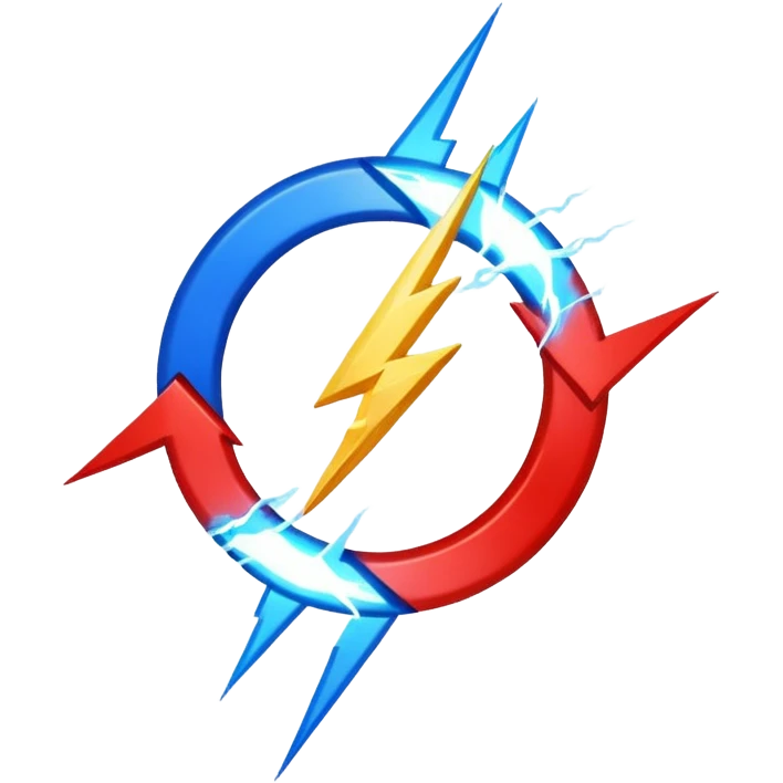 Red and blue lightening in a circle shape with effects like real one  emoji