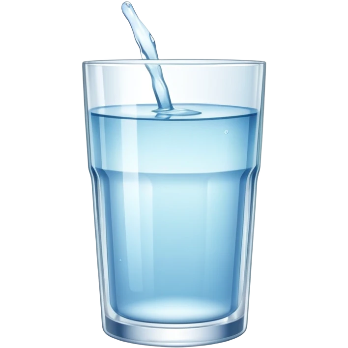 A clear glass filled with water, simple and refreshing, with light reflections on the surface emoji