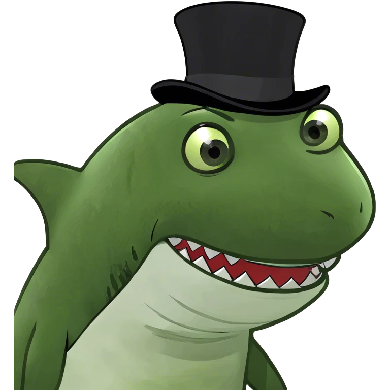 Shark with a top hat emoji