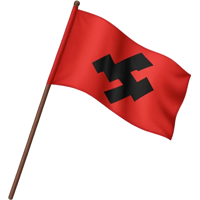 Créame un emoji de una bandera roja con un círculo blanco a un costado y una cruz dentro del circulo boanco no dentro del circulo blanco q este la cruz color negro un emoji nazi  emoji