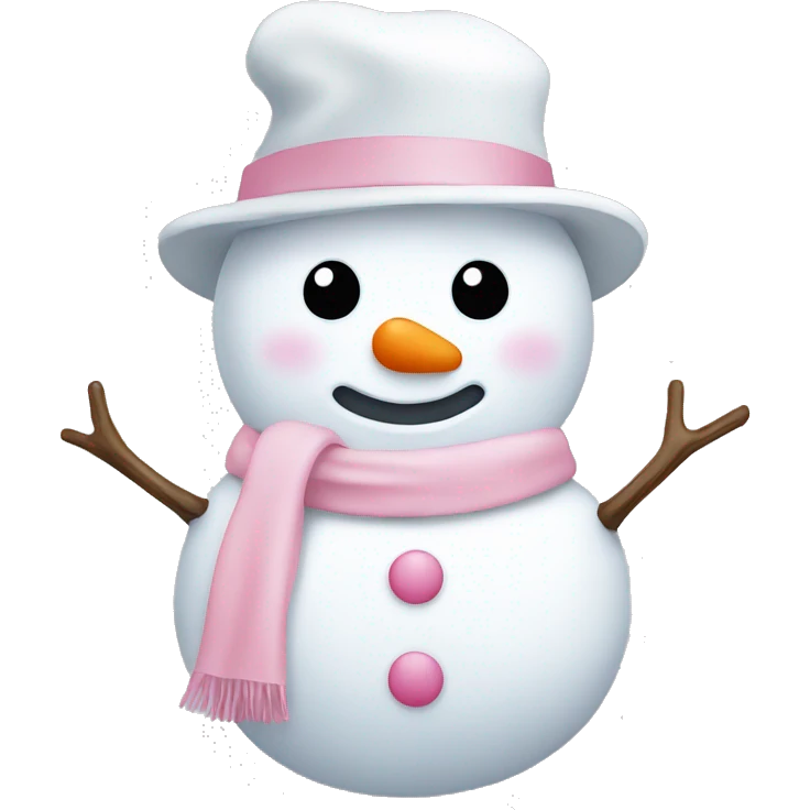 Cute white and light pink snowman emoji