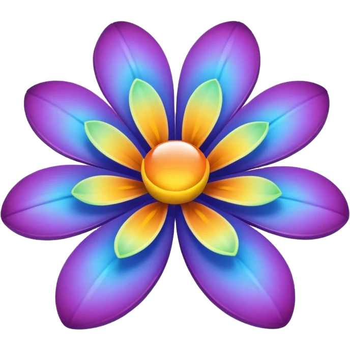 A magic flower with seven petals, each petal a different color emoji