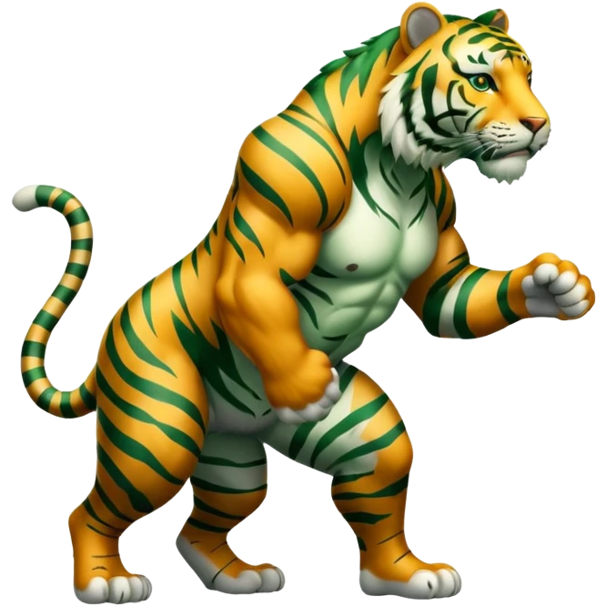 full body muscular green tiger emoji