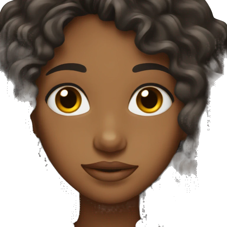 Brown girl with long curly black hair and brown eyes emoji