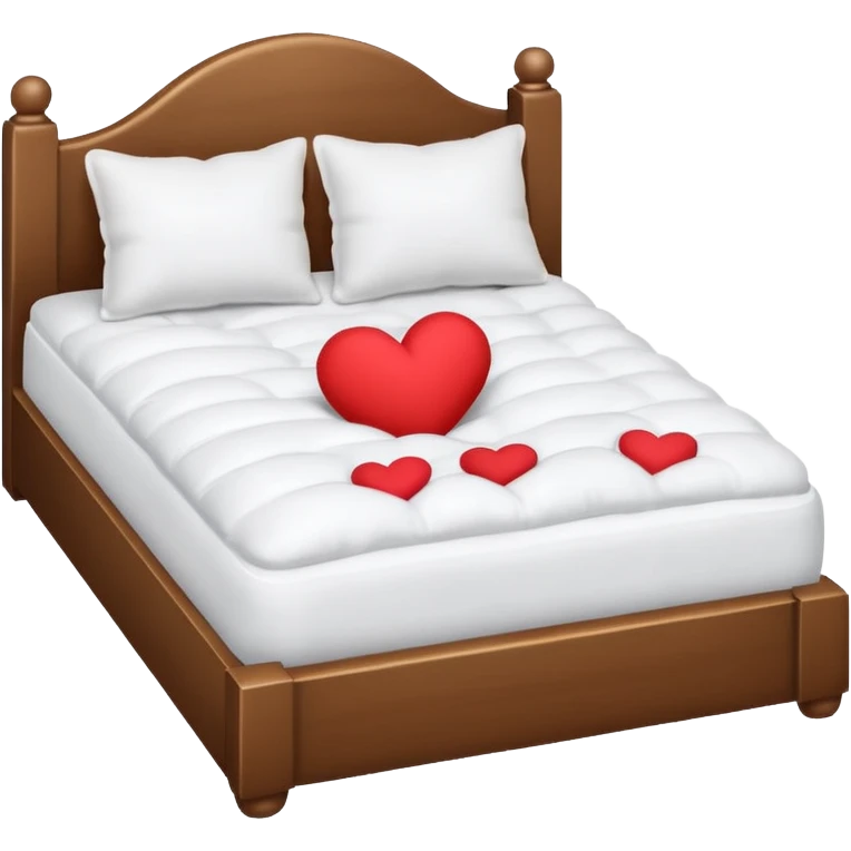 fully white bed with hearts emoji