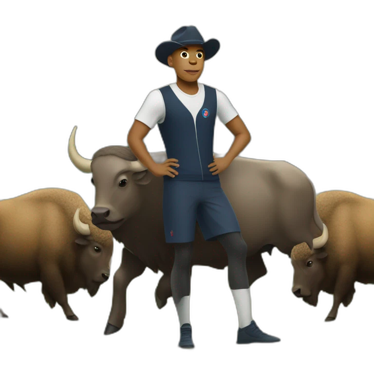 Mbappé qui dresse un bison emoji