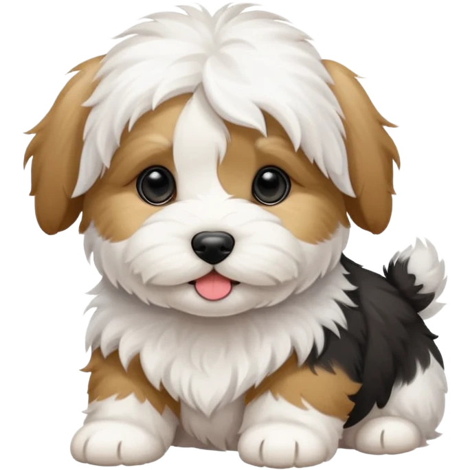 Tricolored ￼Coton de Tulear puppy  emoji