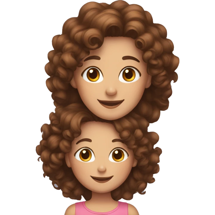 white curly brown hair mom and brown curly hair daughter smiling emoji