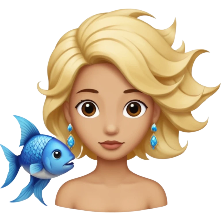 earring  wearing fish with hair emoji