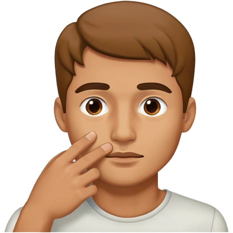 مردی که داره زاویه فکش رو نشو میده و دستش رو روی بینی اش گذاشته emoji