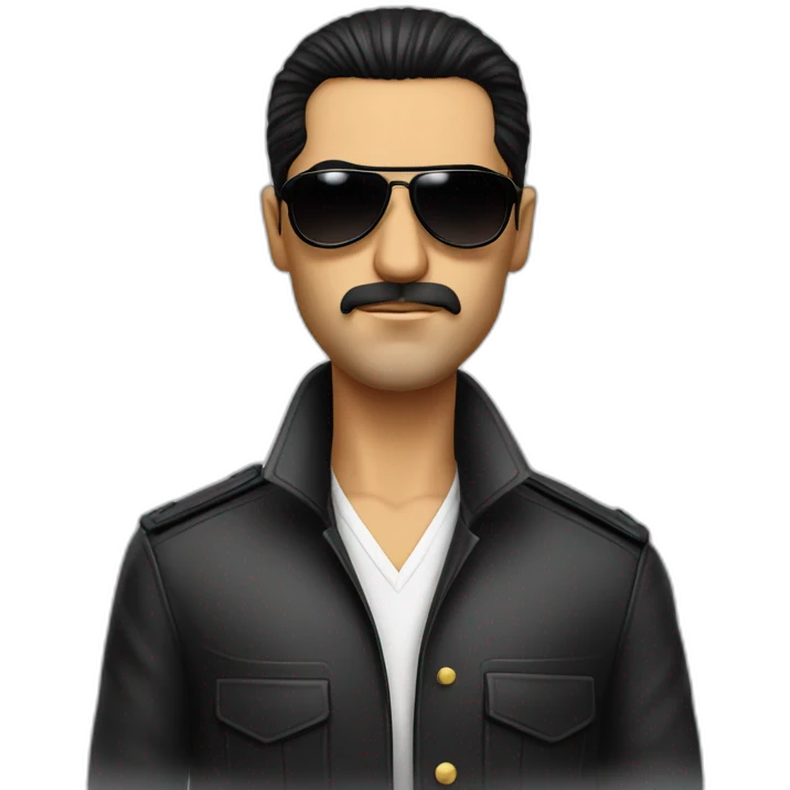 spanish mafia boss with sleek black hair and aviator sunglasses emoji