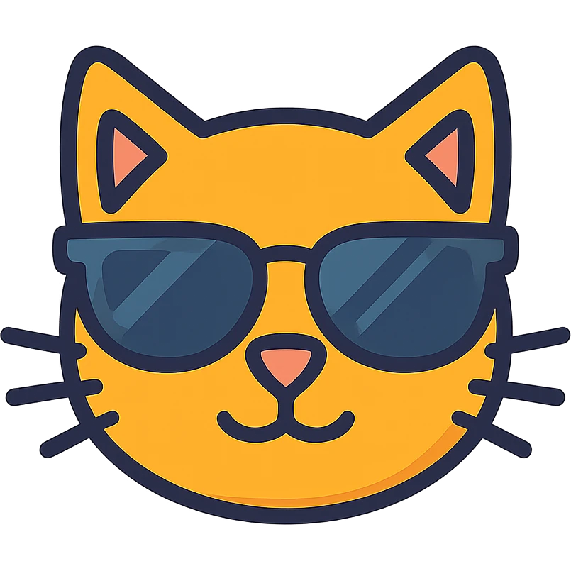 cat wearing sunglasses, modern and clean emoji