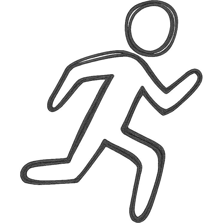 person running, hand drawn outline style emoji