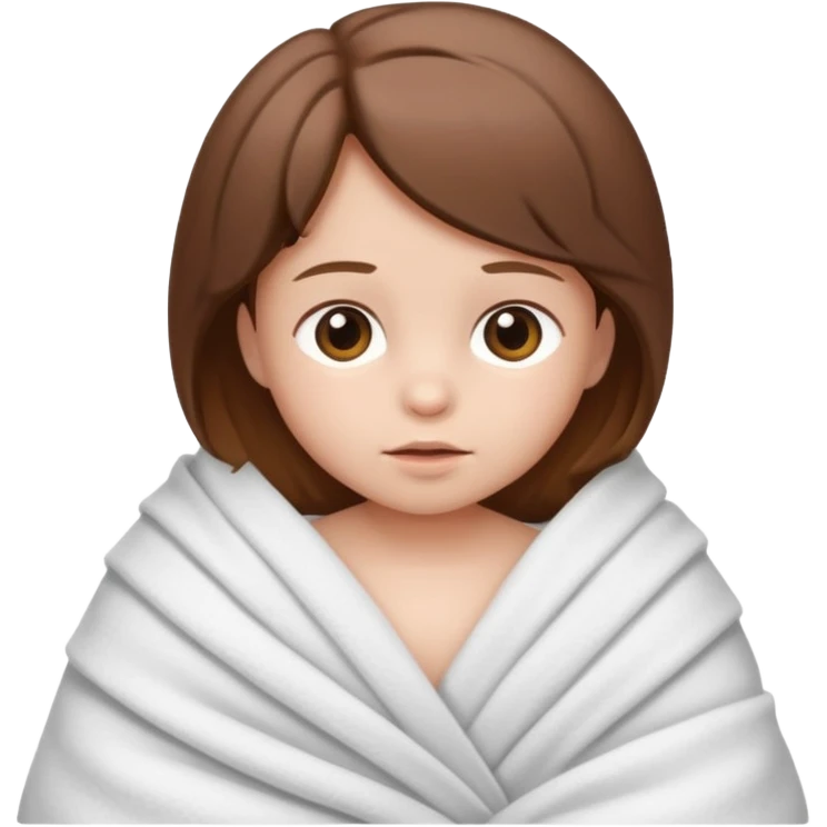 baby wrapped in blanket with brown hair emoji