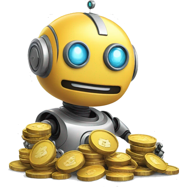 cute robot with coins emoji