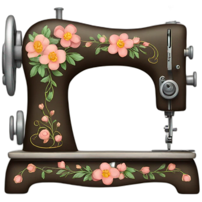 Flowered sewing machine emoji