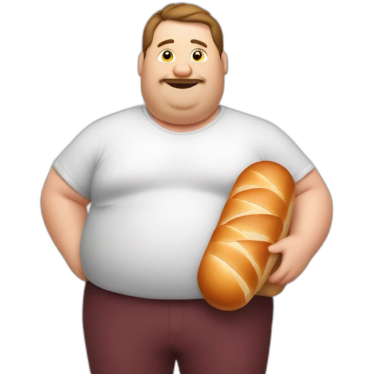 guy overweight with bread and salami emoji