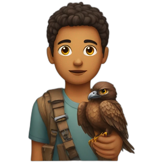a boy with a hawk on his shoulder emoji