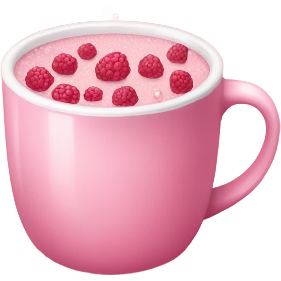 soft pink mug filled with steaming hot raspberry tea, decorated with blush pink pearl and sparkly embellishments (aesthetic, cute) emoji