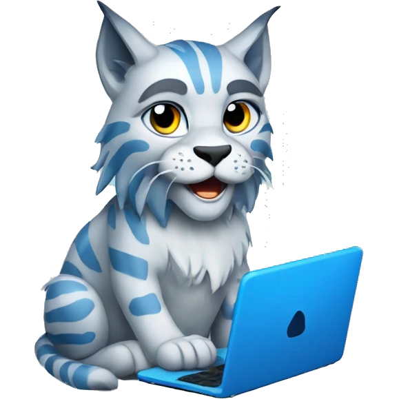 A blue lynx with a laptop emoji