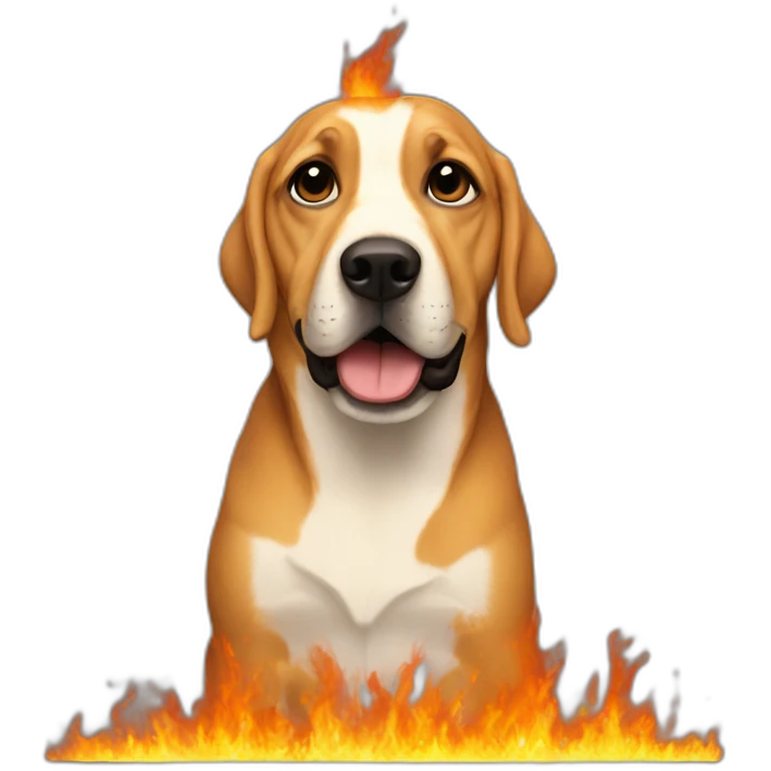 Everything is fine dog meme on fire emoji