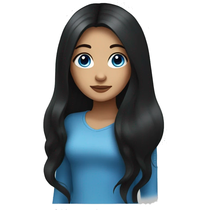 Girl with long black hair and blue eyes emoji