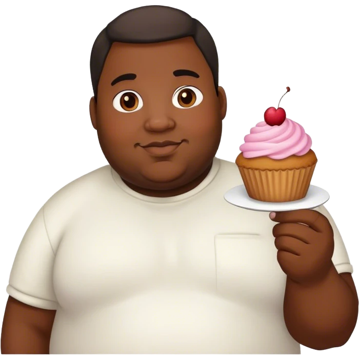 a fat black man with a cupcake in his hand emoji