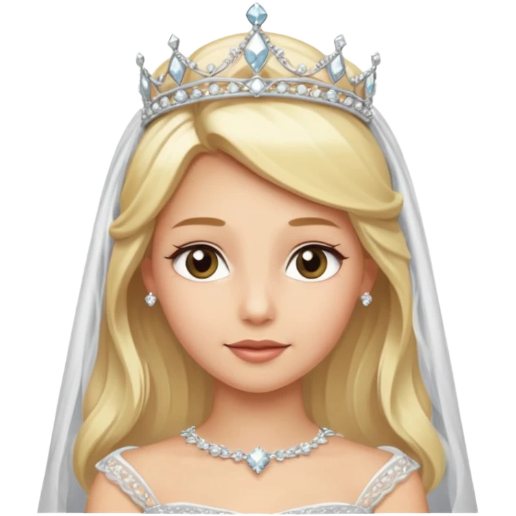 blonde bride silver diamond tiara and veil emoji