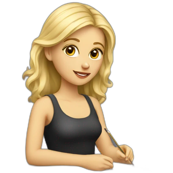 Blonde Girl studying in art school emoji