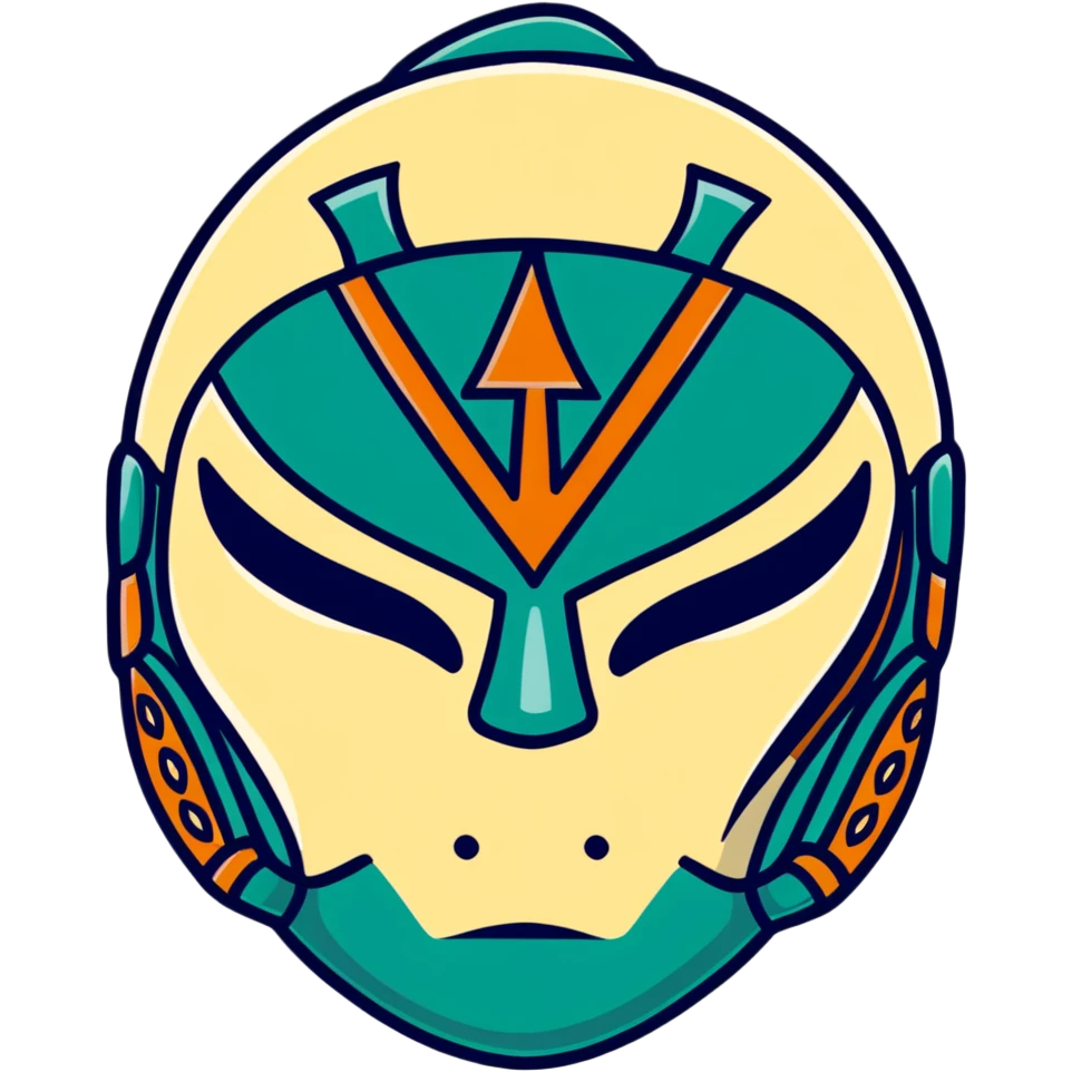 dark green, cream, and Carolina blue luchador mask emoji