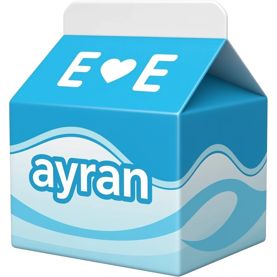 Bana bi tane ayran yapar mısın ayran kutusunun üstünde hem ayran hemde en üstünde E♡E yazsın emoji
