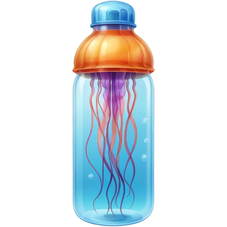 sea jellyfish, plastic bottle emoji