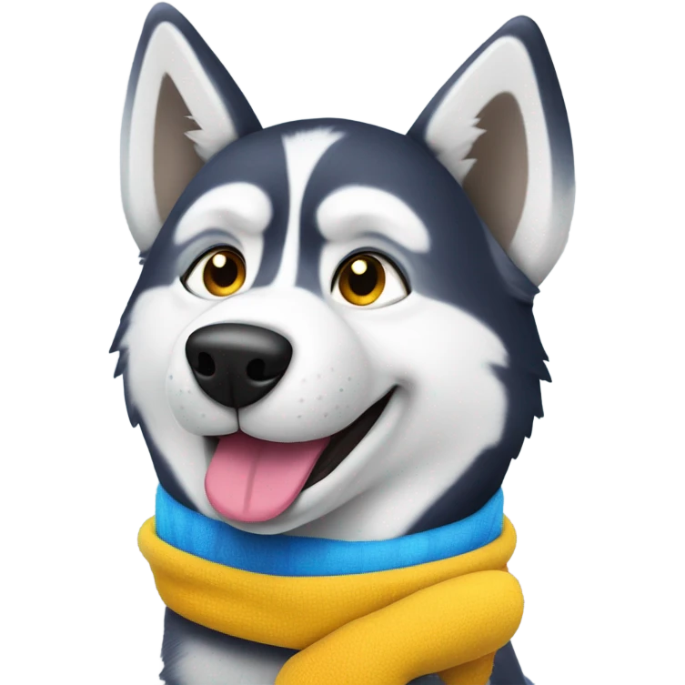 Husky wearing gloves emoji