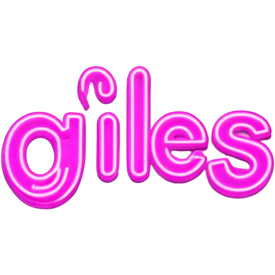 Pink neon sign with the word Giles emoji