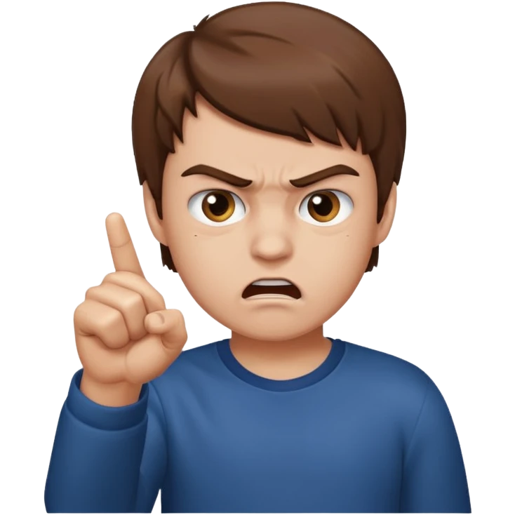 angry boy pointing fingure at his own face emoji