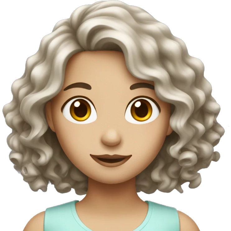 A girl with Brown wavy hair and white skin emoji