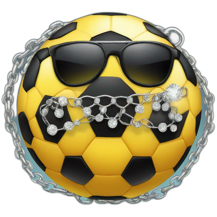soccer ball emoji with shades on eyes and blingy chain on emoji