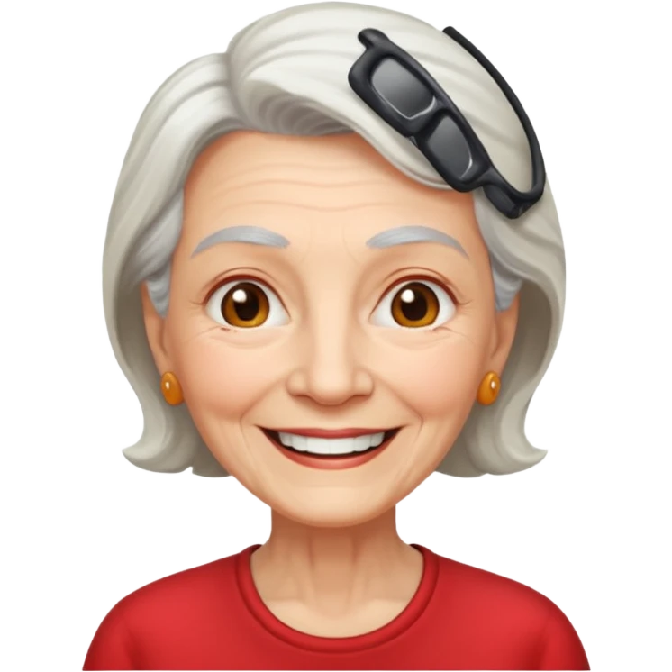 elderly woman with red shirt emoji