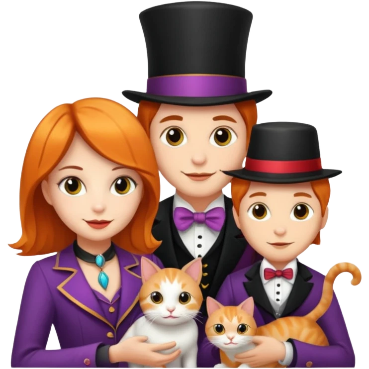 magician couple and their pet cat emoji