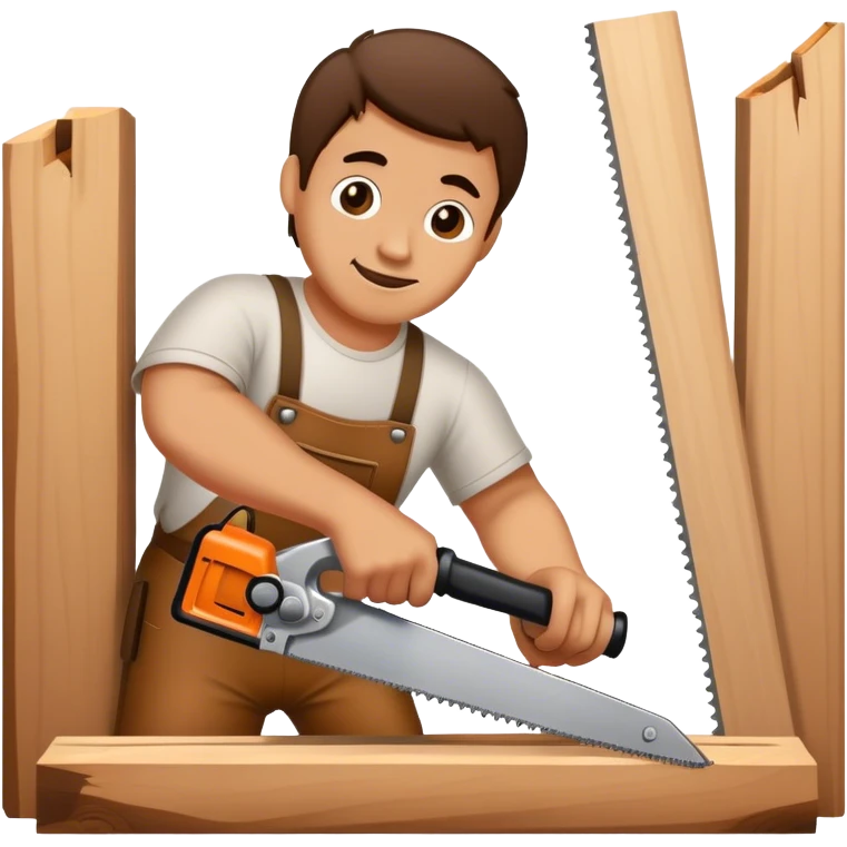 man cutting wood using a handsaw emoji