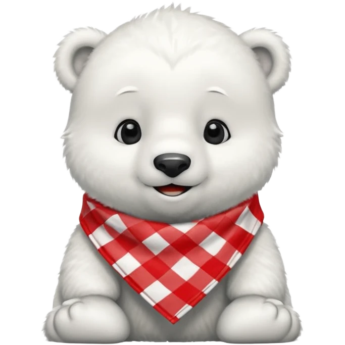 baby polar bear wearing a red and white checkered Neckerchief emoji