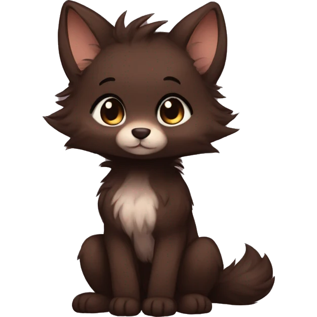 Shy Cute Chibi Dark Brown Furry Animal Anthro Sona emoji